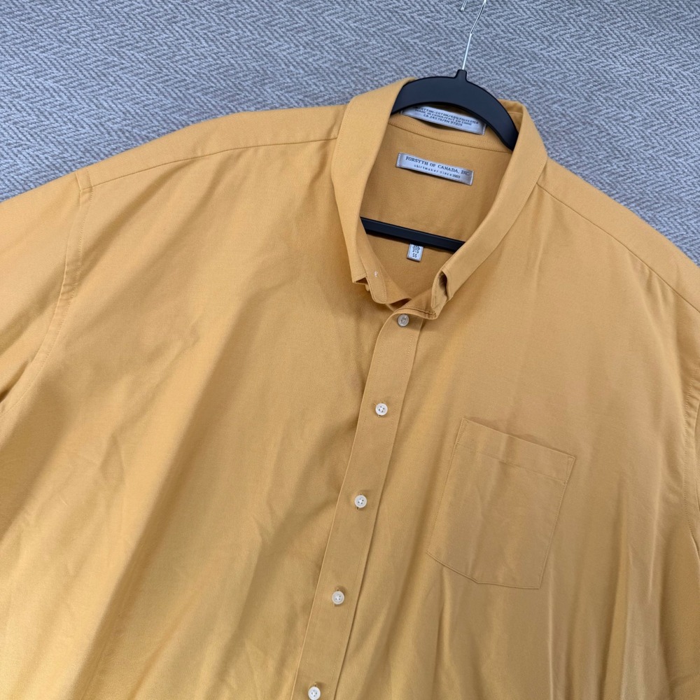 Forsyth of Canada Button Up Shirt 3XL Yellow Cotton Blend Short Sleeve Casual
